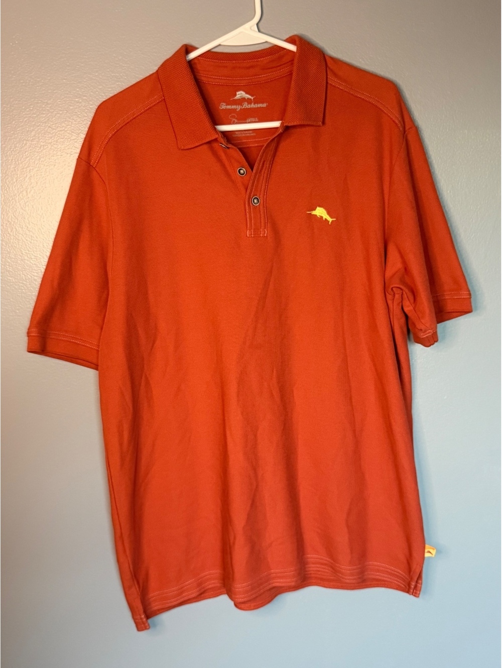 Tommy Bahama Men's Polo Shirt Size M Orange Supima Cotton Blend